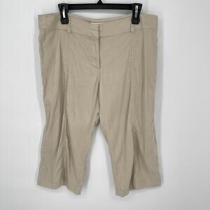 Tori Richard Women's Linen Cropped Capri Pants Lightweight Size 14 Khaki Tan